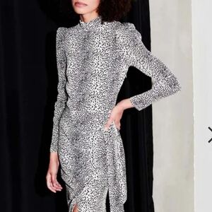 SAYLOR Black and White Long Sleeve Dress